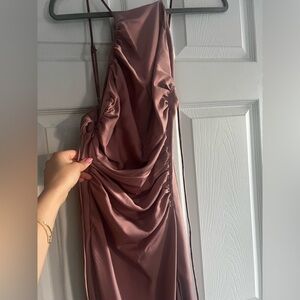 Dusty rose dress. High neck.